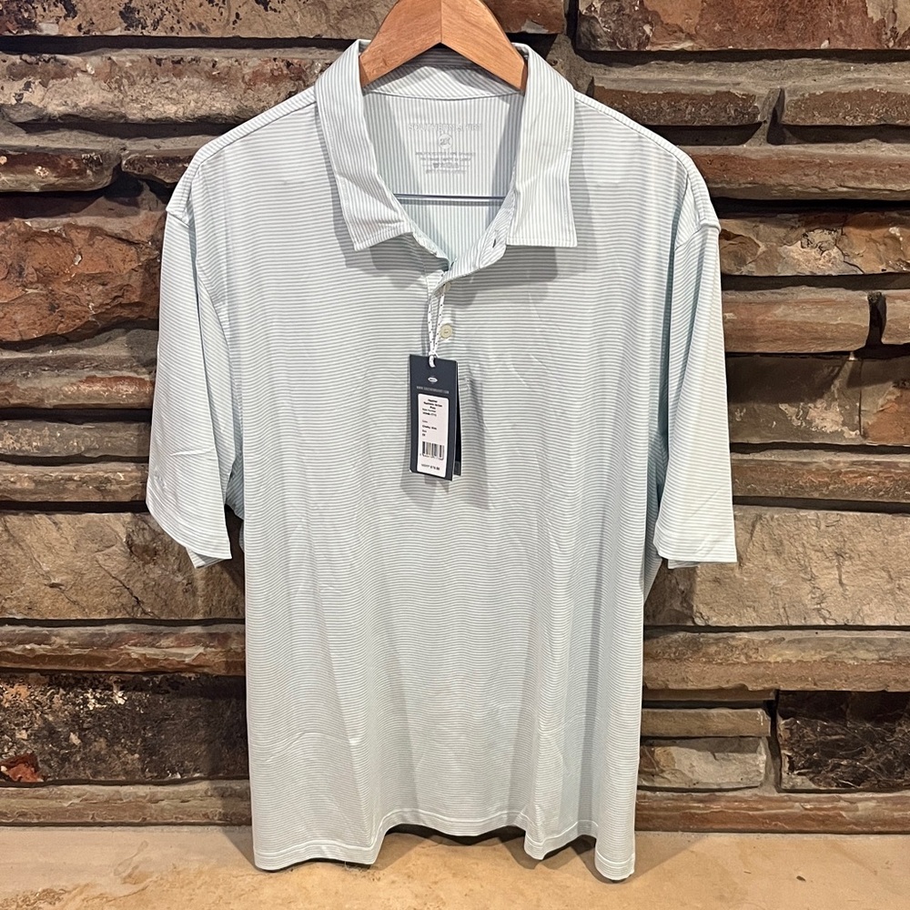 Southern Shirt Madison Stripe Heather Polo Chalky Mint Performance Stretch UPF